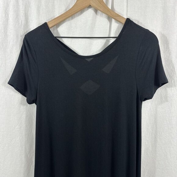 BomBom USA Lagenlook Oversized Black Midi Dress Womens Size S Cross Back Boho - Picture 4 of 11